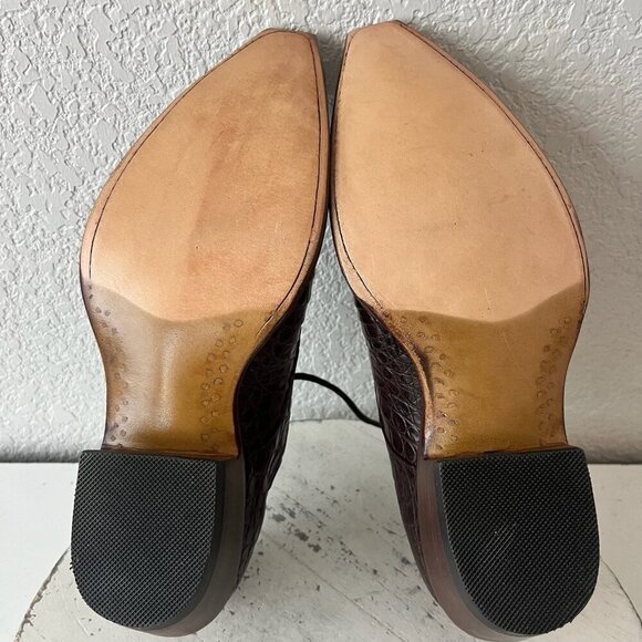 Rod Patrick Womens Lace Up Shoes 8.5 Brown Caiman Exotic Western Boots Loafers - Picture 8 of 11